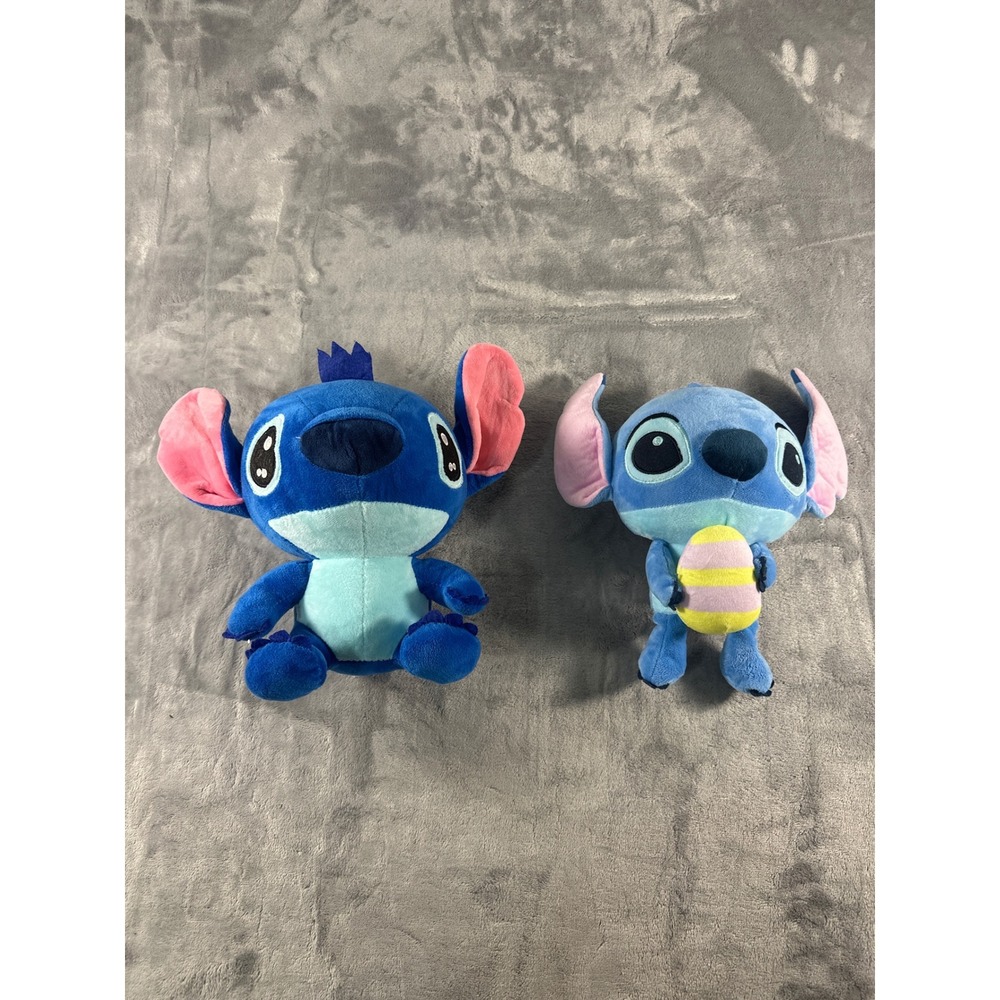 Disney Lilo &‎ Stitch Plush Toy Set Easter Egg Stitch 8 inch Blue Alien Lot of 2